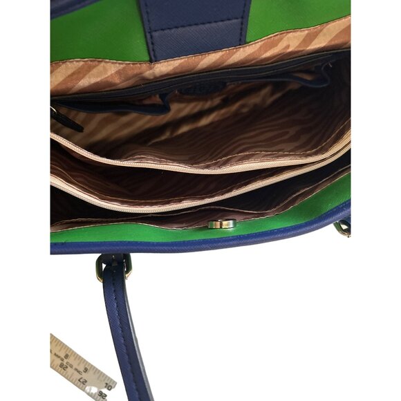 Dana Buchman Womens Blue Green Striped Tote Bag Large Handbag Shoulder Purse - Picture 10 of 16